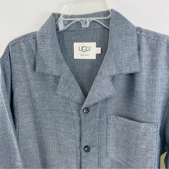 NWOT! Mens Small Navy UGG Benidikt Herringbone Sleepwear Sleep PJ Shirt Top - Picture 1 of 10